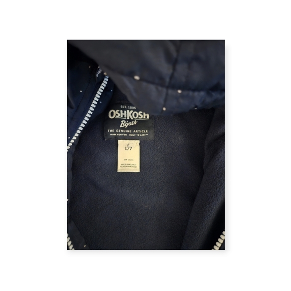 OshKosh B'Gosh Boys' Midweight Fleece Lined Windbreaker Jacket Coat size 7 - Picture 2 of 5